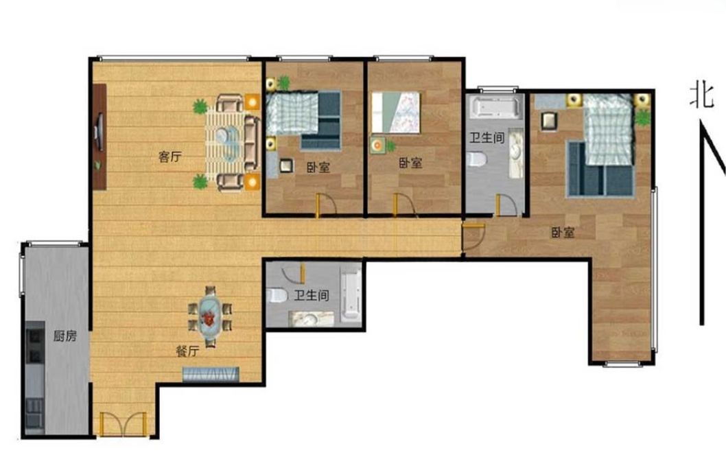 远洋天地|3室2厅2卫阳台|135.64平米|东北|4/30层